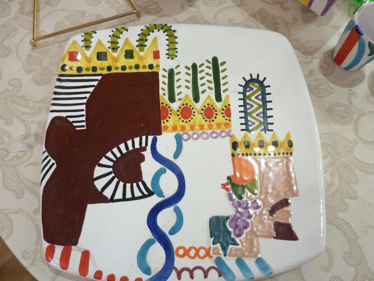 assiette céramique, dessin de Amedeo Forlin (Orlando, Angelica et le Saladin)