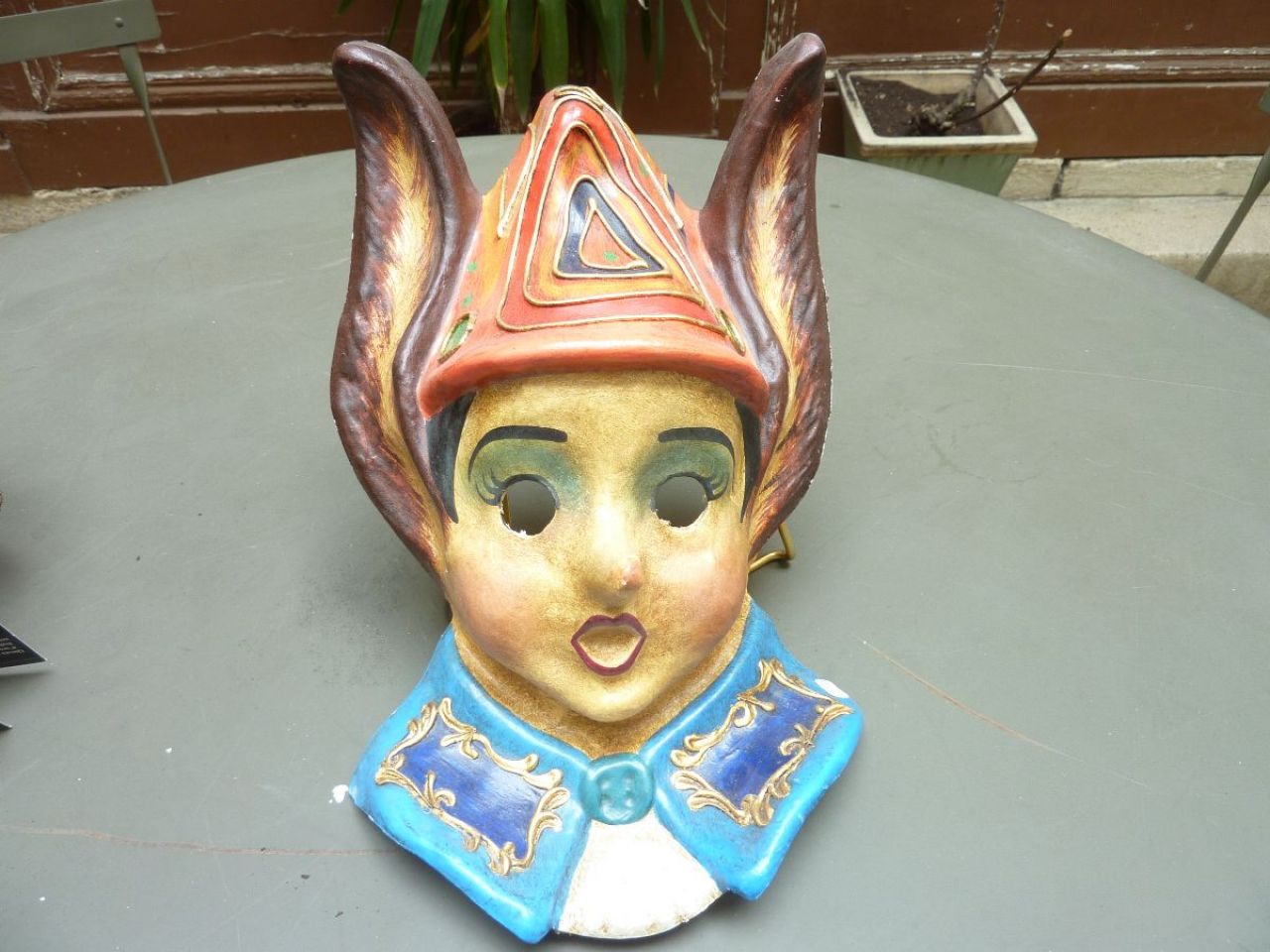 Masque  de Pinocchio pour décoration, en papier mâché con décoration à la main