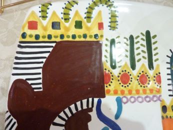 assiette céramique, dessin de Amedeo Forlin (Orlando, Angelica et le Saladin)
