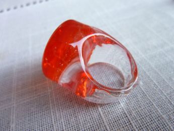Bague en verre de Murano fait à la main, couleur rouge feu ,verre cristal