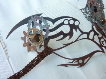 masque loup steampunk en métal couleur cuivre, fait main pâr mes artisans de Venise