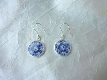 Boucles d'oreille verre de Murano millefleur et argent